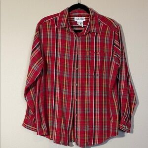Cabin Creek Plaid Button-Down Shirt, 100% cotton, soft, Sz. Large, can be unisex